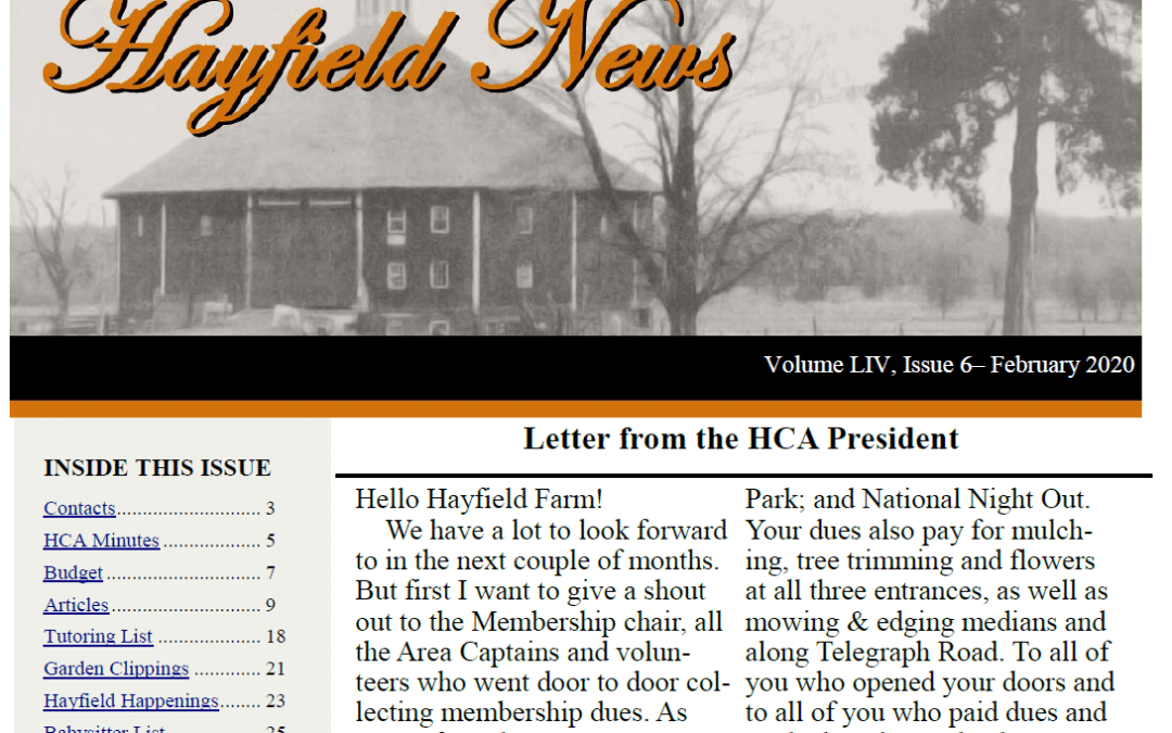 February Hayfield News 2020