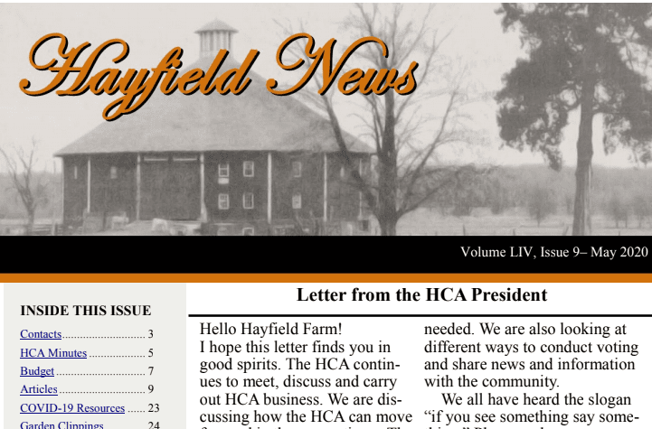 May Hayfield News 2020