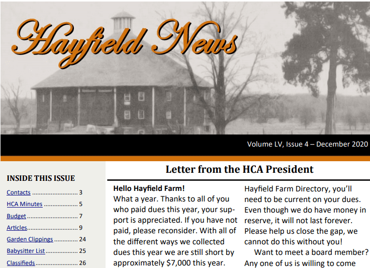 December Hayfield News 2020