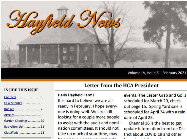 February Hayfield News 2021