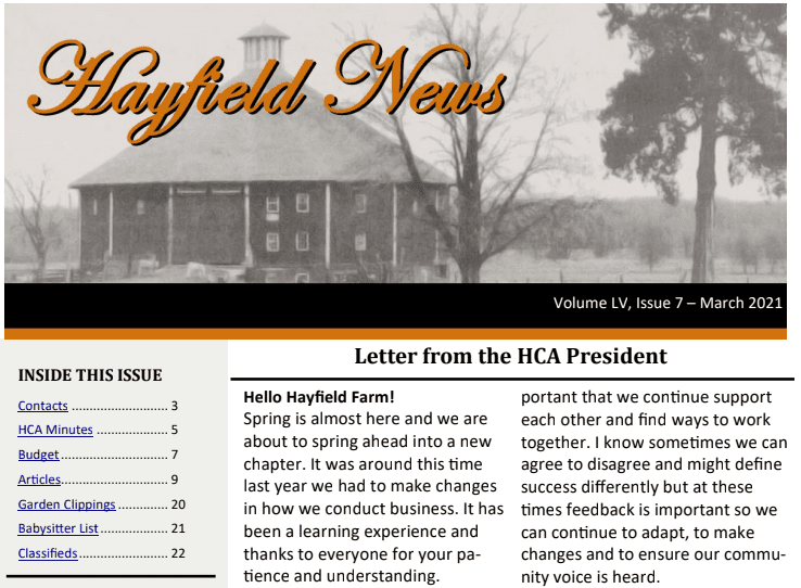 March Hayfield News 2021