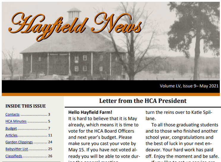 May Hayfield News 2021