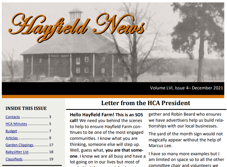 December Hayfield News 2021