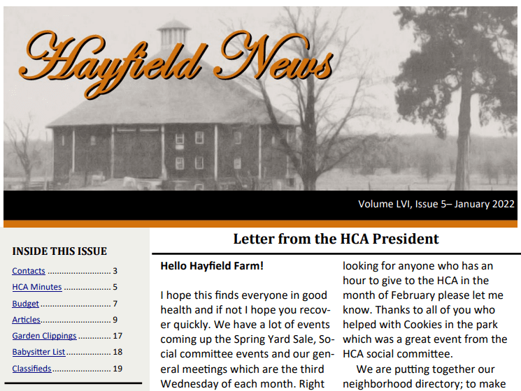 January Hayfield News 2022