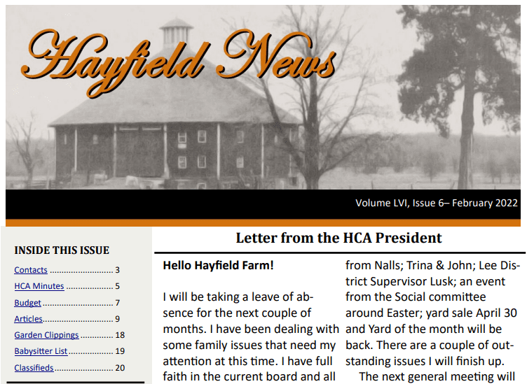 February Hayfield News 2022